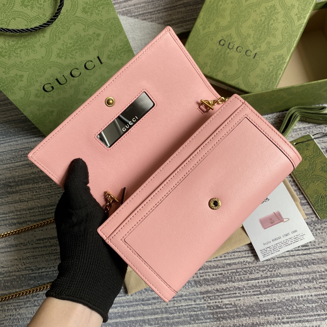 Gucci Diana Chain Wallet With Bamboo 658243 Pink